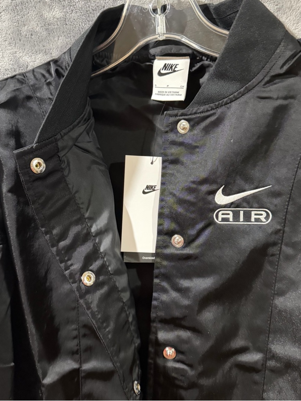Nike Air Black Oversized Woven Bomber Jacket [FN1908-010] Women's Sz Small $135 - Picture 9 of 11